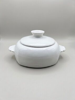 Vintage Frankoma 5V White Casserole Dish with Lid